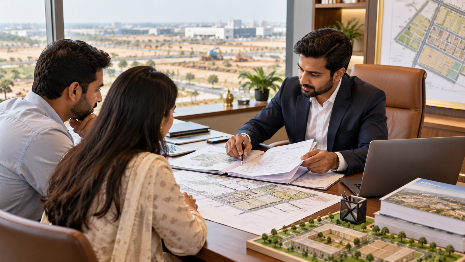Viresta Estates advisor discussing a real estate investment plan with a client